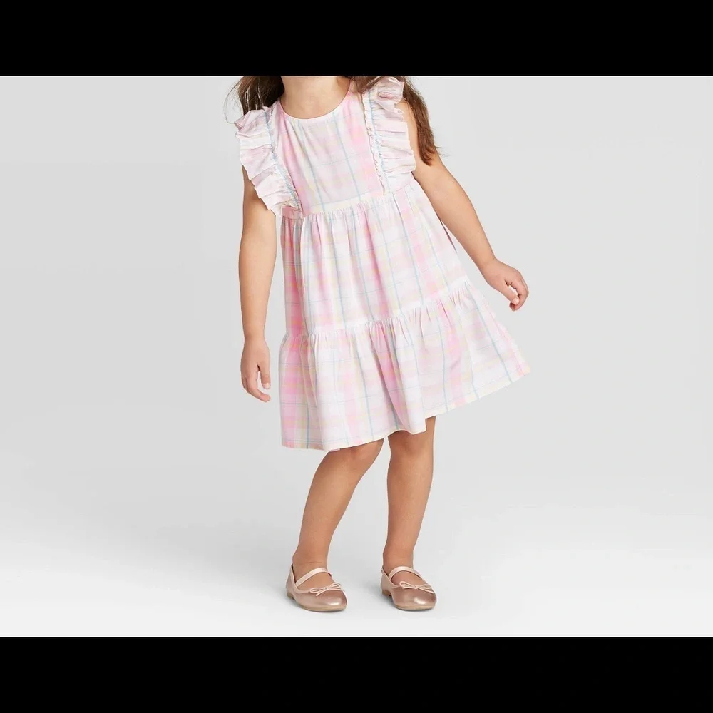 🌸Oshkosh Bgosh 2&3 sizes Ruffle plaid pink dress NWT